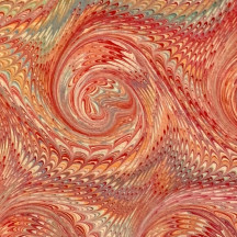 Hand Marbled Paper Combed French Curl Pattern in Red Multi ~ Berretti Marbled Arts